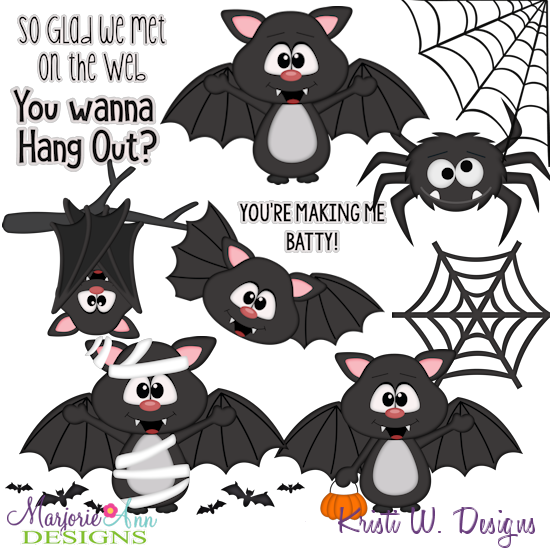 Bats and Spiders SVG Cutting Files Includes Clipart - Click Image to Close